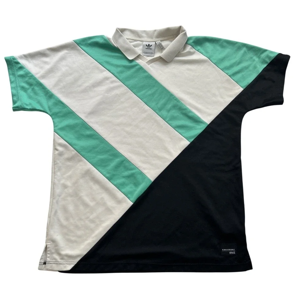 Equipment Adidas ADV/91-18 Men's XL Polo Shirt Colorblock Rugby Green Black